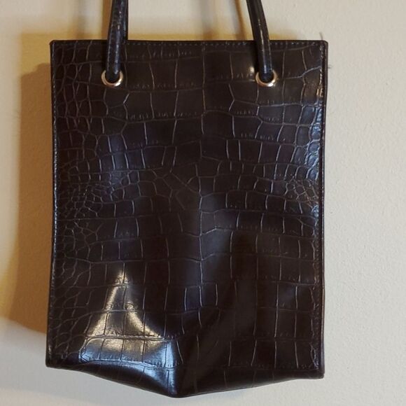 Nine West brown mock croc shoulder bag purse - Picture 4 of 8